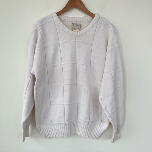 L.L. Bean Other - LL Bean Vintage Made in USA 100% Cotton Ivory Square Knit Sweater Men’s Large L